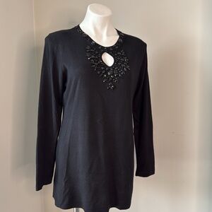NWT Rayon Knit Tunic Beaded Sweater XL